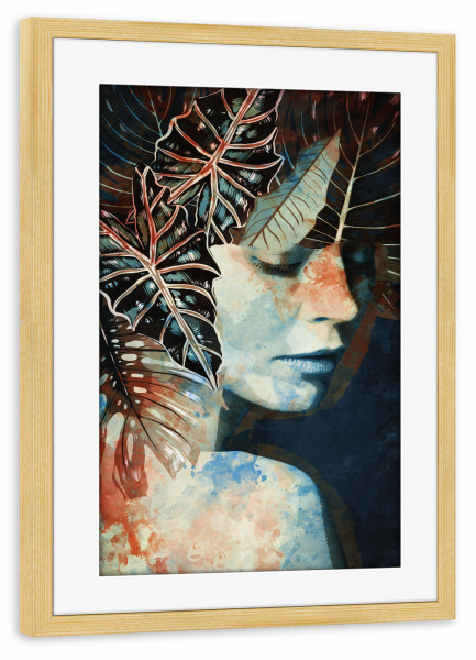 Poster mit Rahmen kiefer "Blue Jungle" artboxONE - Natur,Floral,Menschen