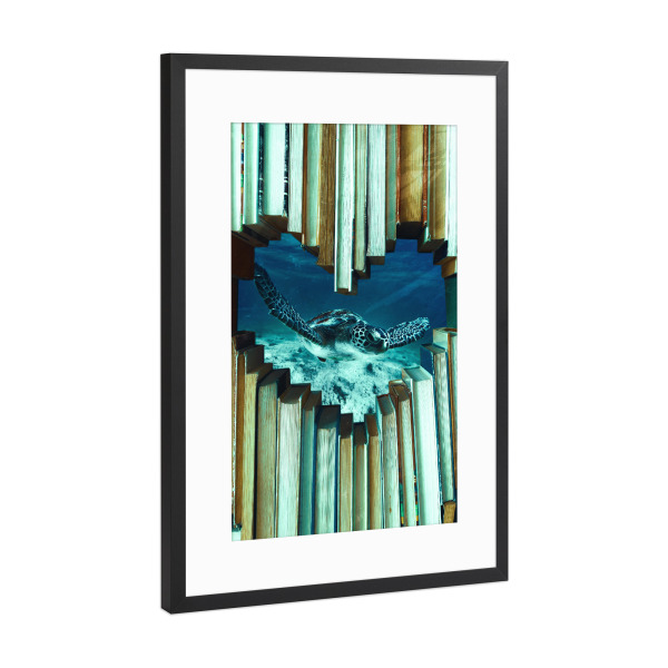 Poster mit Rahmen Schwarz (Metallic) "Reading time by Tas" artboxONE - Natur,Tiere,Unterwasser
