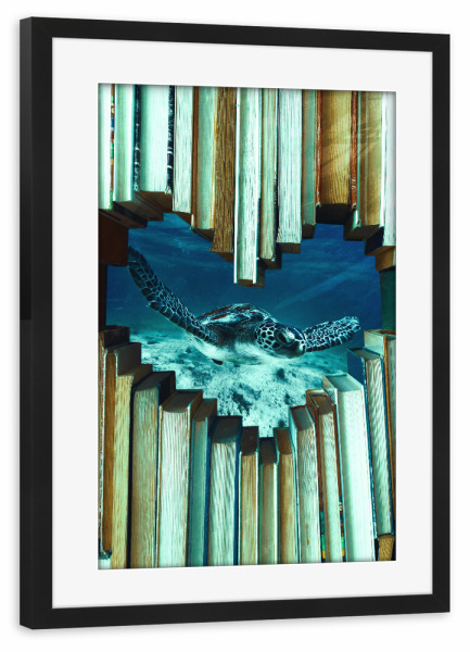 Poster mit Rahmen schwarz "Reading time by Tas" artboxONE - Natur,Tiere,Unterwasser