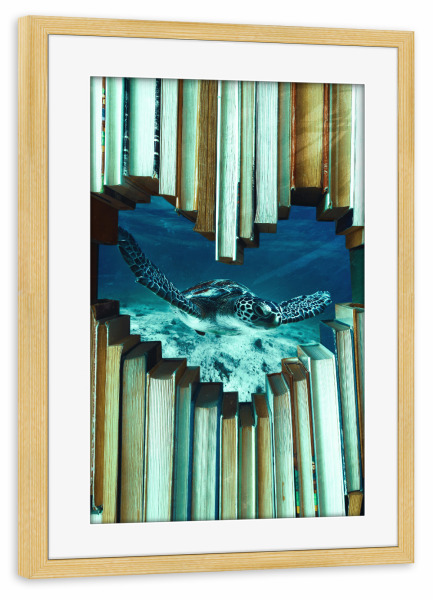 Poster mit Rahmen kiefer "Reading time by Tas" artboxONE - Natur,Tiere,Unterwasser