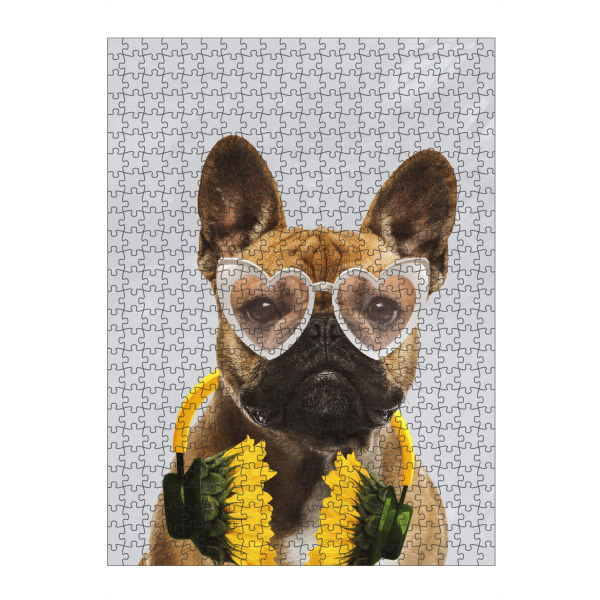 Puzzle Ravensburger "Dog with Sunflowers Headphones" artboxONE - Floral,Tiere,Musik
