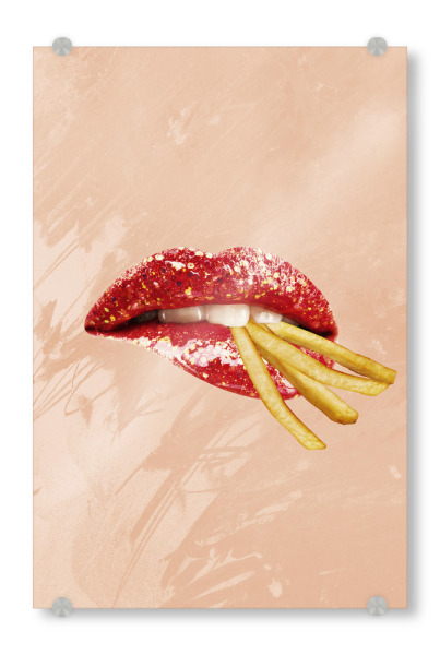 Acrylglasbild "French fries Lovers" artboxONE - Essen & Trinken,Menschen,Lustig