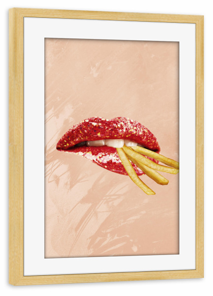 Poster mit Rahmen kiefer "French fries Lovers" artboxONE - Essen & Trinken,Menschen,Lustig
