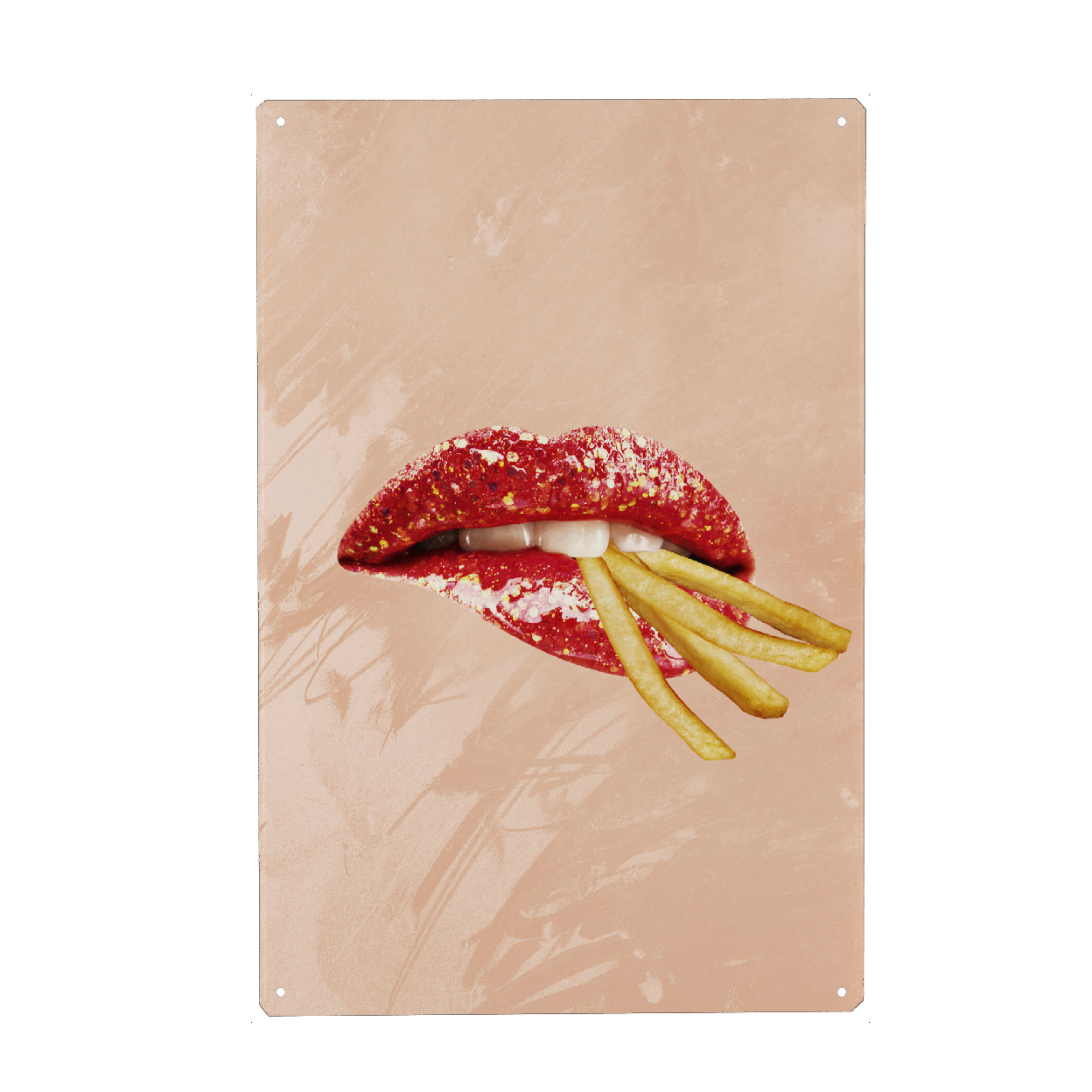 Metall Poster "French fries Lovers" artboxONE - Essen & Trinken,Menschen,Lustig
