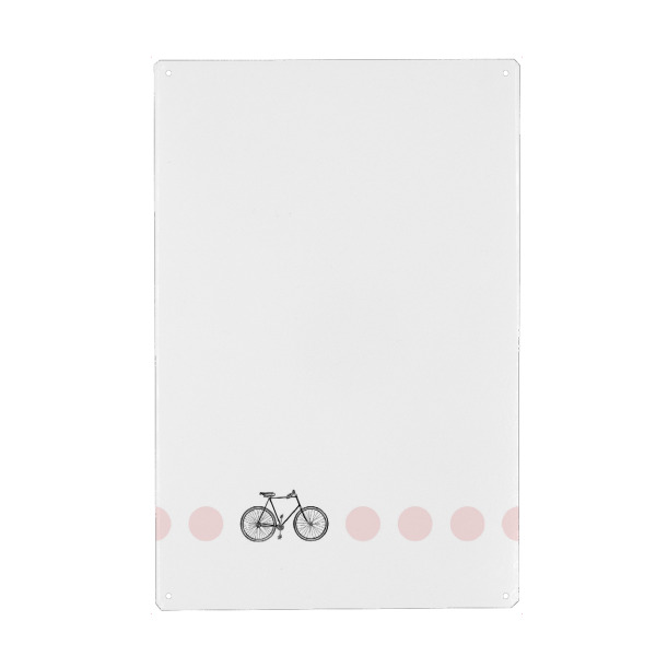 Metall Poster "BICYCLE DOTS" artboxONE - Abstrakt,Liebe - Vintage,Punkte,Dots,Fahrrad,Rad,Rosa,Bike,Minimal,Minimalistisch - Blechschild