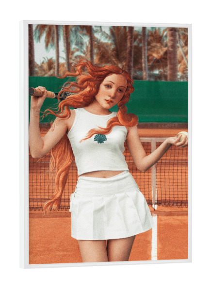 Poster mit weißem Rahmen "Venus Playing Tennis" artboxONE - Menschen,Sport