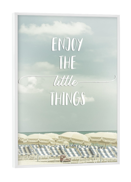 Poster mit weißem Rahmen "Genuss der kleinen Dinge" artboxONE - Typografie,Reise / Strand und Meer