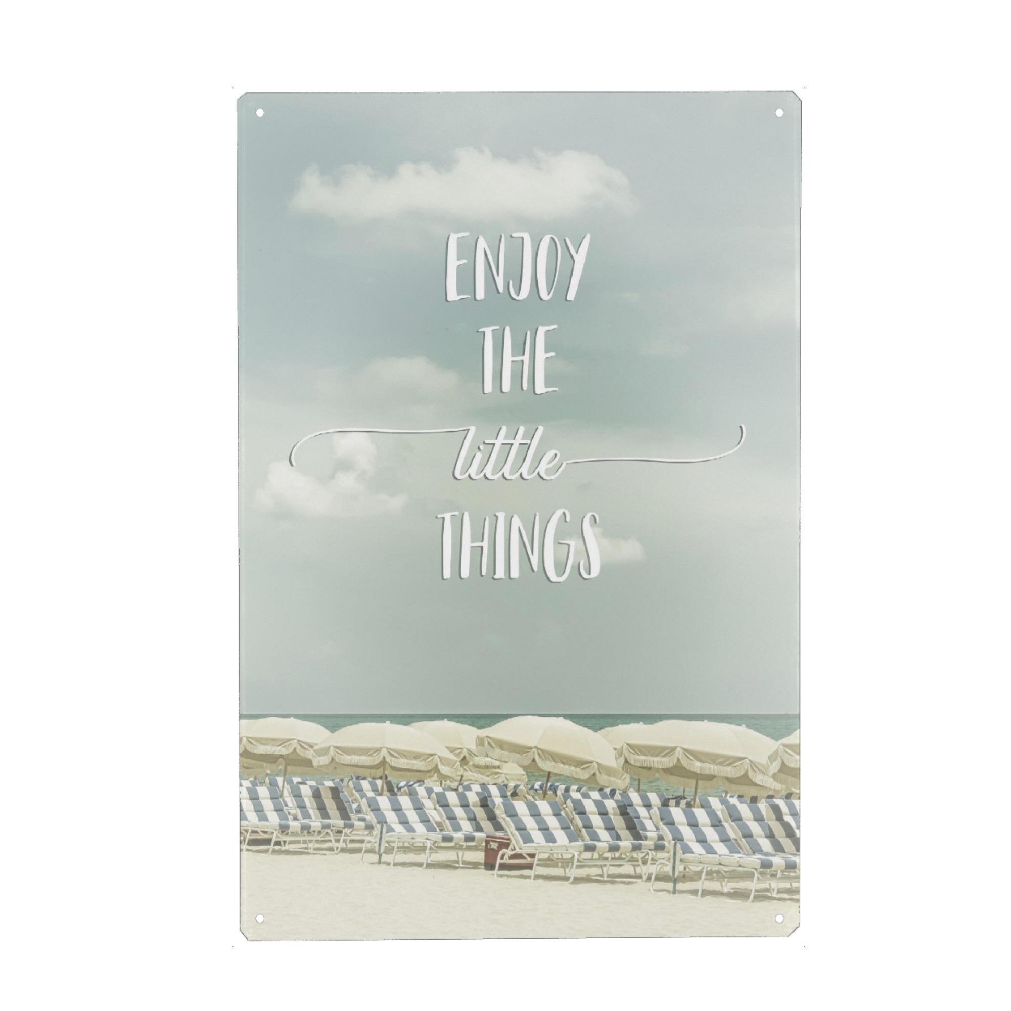 Metall Poster "Genuss der kleinen Dinge" artboxONE - Typografie,Reise / Strand und Meer