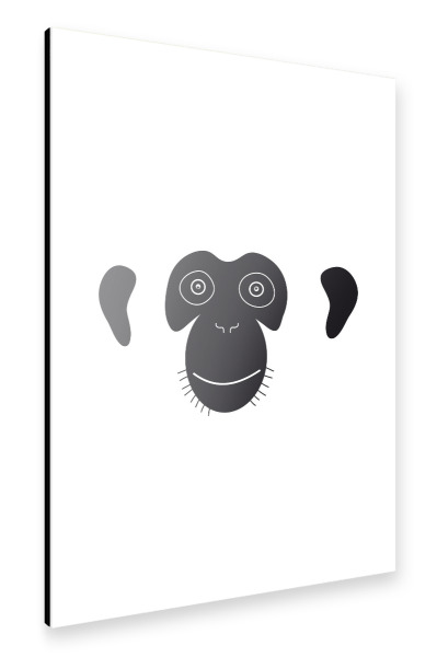 Alu-Dibond "Affe schwarzweiß Affenkopf" 30x20 cm artboxONE