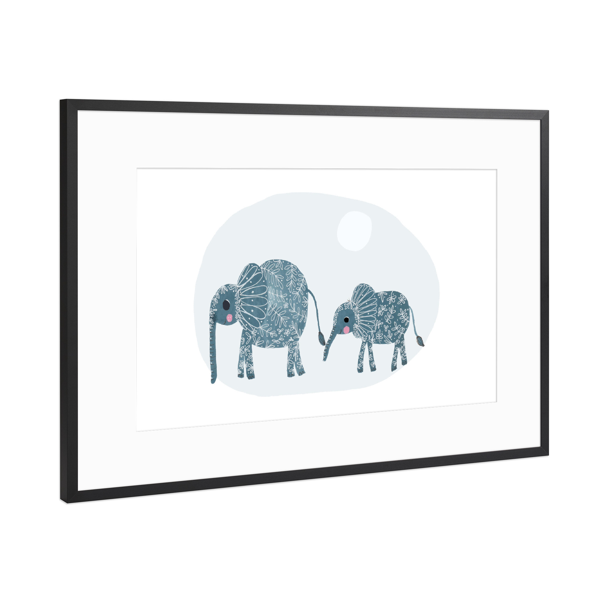 Poster mit Rahmen Schwarz (Metallic) "Lisa Dolson - Mutter & Kind" artboxONE - Für Kinder,Tiere