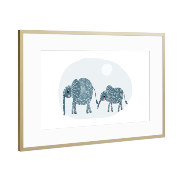 Poster mit Rahmen Gold "Lisa Dolson - Mutter & Kind" artboxONE - Für Kinder,Tiere