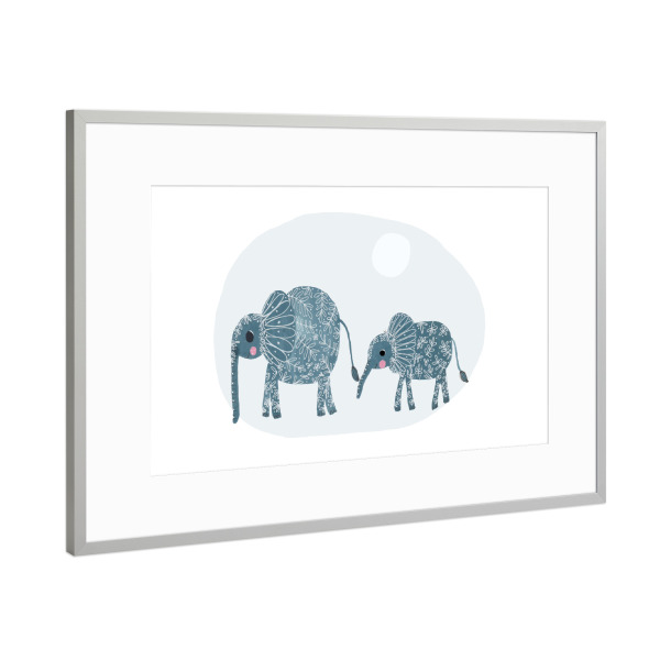 Poster mit Rahmen Silber "Lisa Dolson - Mutter & Kind" artboxONE - Für Kinder,Tiere