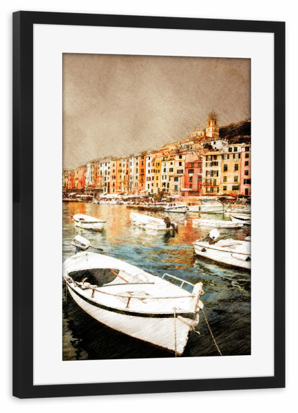 Poster mit Rahmen schwarz "Portovenere Italy landscape" artboxONE - Natur,Reise
