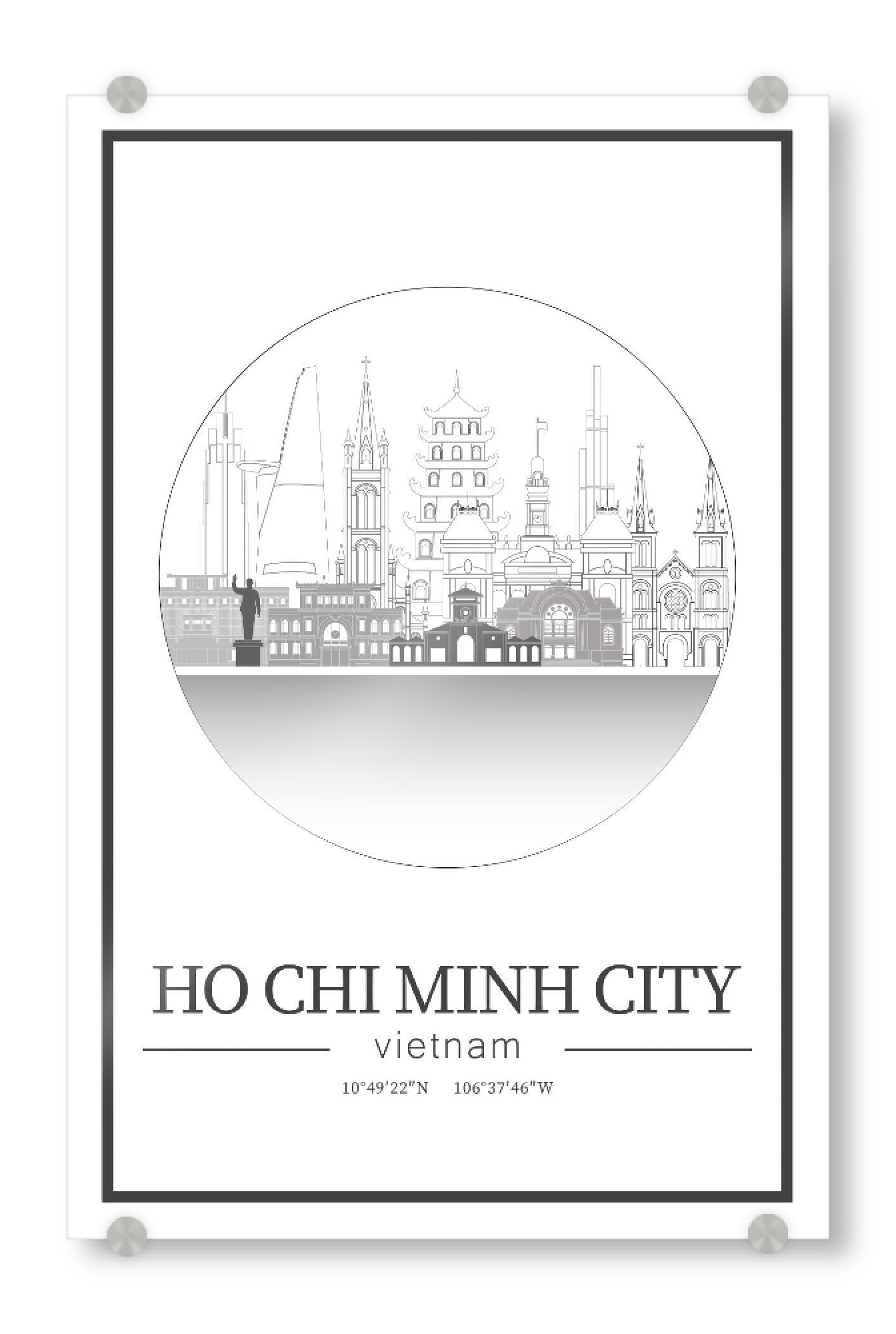 Acrylglasbild "Ho Chi Minh City line art circle" artboxONE - Städte,Reise,Architektur,Kartografie