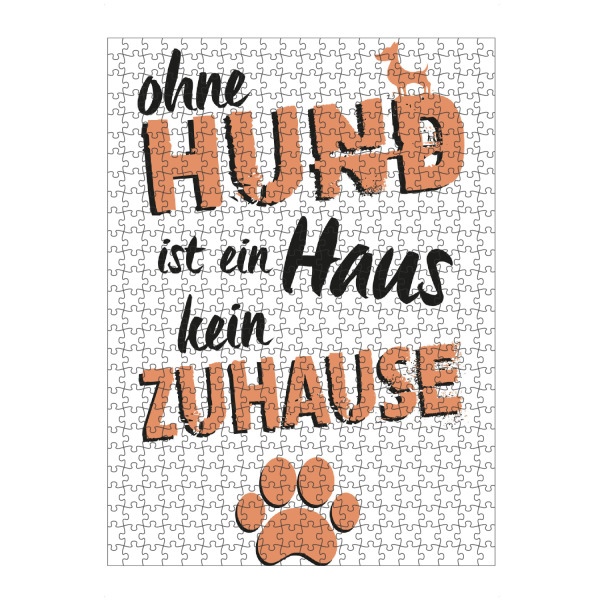Puzzle Ravensburger "Ohne Hund" artboxONE - Typografie,Tiere - Hund,Zuhause,Haus,Haustiere,Typo,Typografie,Typography,Bunt,Colorful - Bild hund