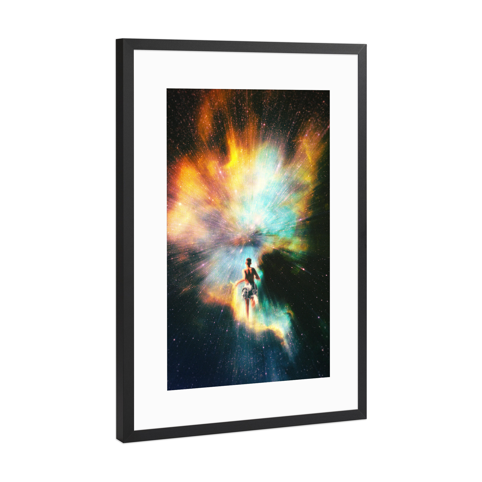 Poster mit Rahmen Schwarz (Metallic) "Space Runner" artboxONE - Menschen,Sport / Motivation,Galaxy