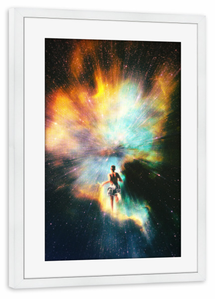 Poster mit Rahmen weiß "Space Runner" artboxONE - Menschen,Sport / Motivation,Galaxy