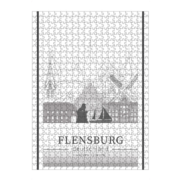 Puzzle Ravensburger "Flensburg skyline line art" artboxONE - Städte,Reise,Architektur,Kartografie