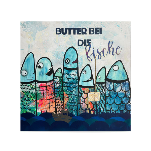 Poster 20x20 cm "Butter bei die Fische" artboxONE - Tiere,Unterwasser,Streetart