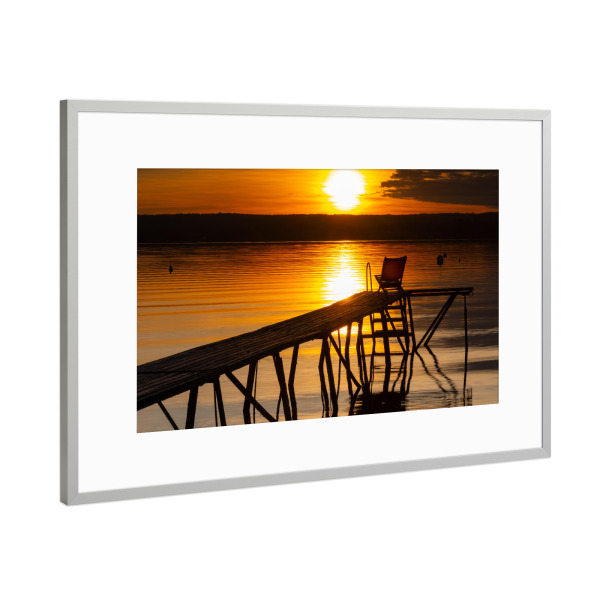 Poster mit Rahmen Silber "Abendsonne am Ammersee" artboxONE - Natur