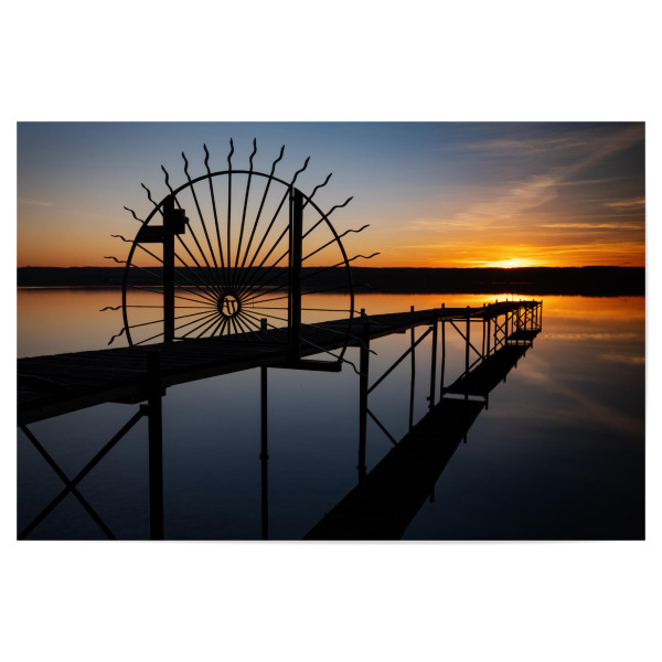 Poster "Abendstimmung Ammersee" artboxONE - Natur - Abendstimmung,Sonnenuntergang,Sunset,Ammersee,Bootssteg,Liegestuhl,Sun,Sonne,Evening,Abend,Steg