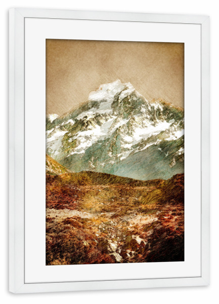 Poster mit Rahmen weiß "New Zealand Mount Cook" artboxONE - Natur,Reise