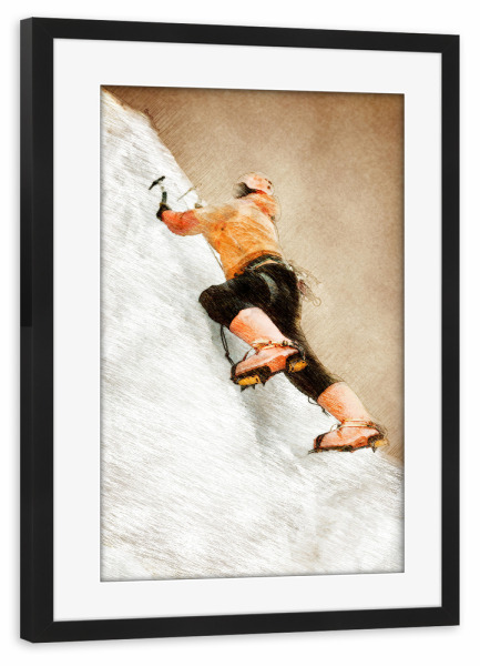 Poster mit Rahmen schwarz "Mountain illustration art" artboxONE - Sport