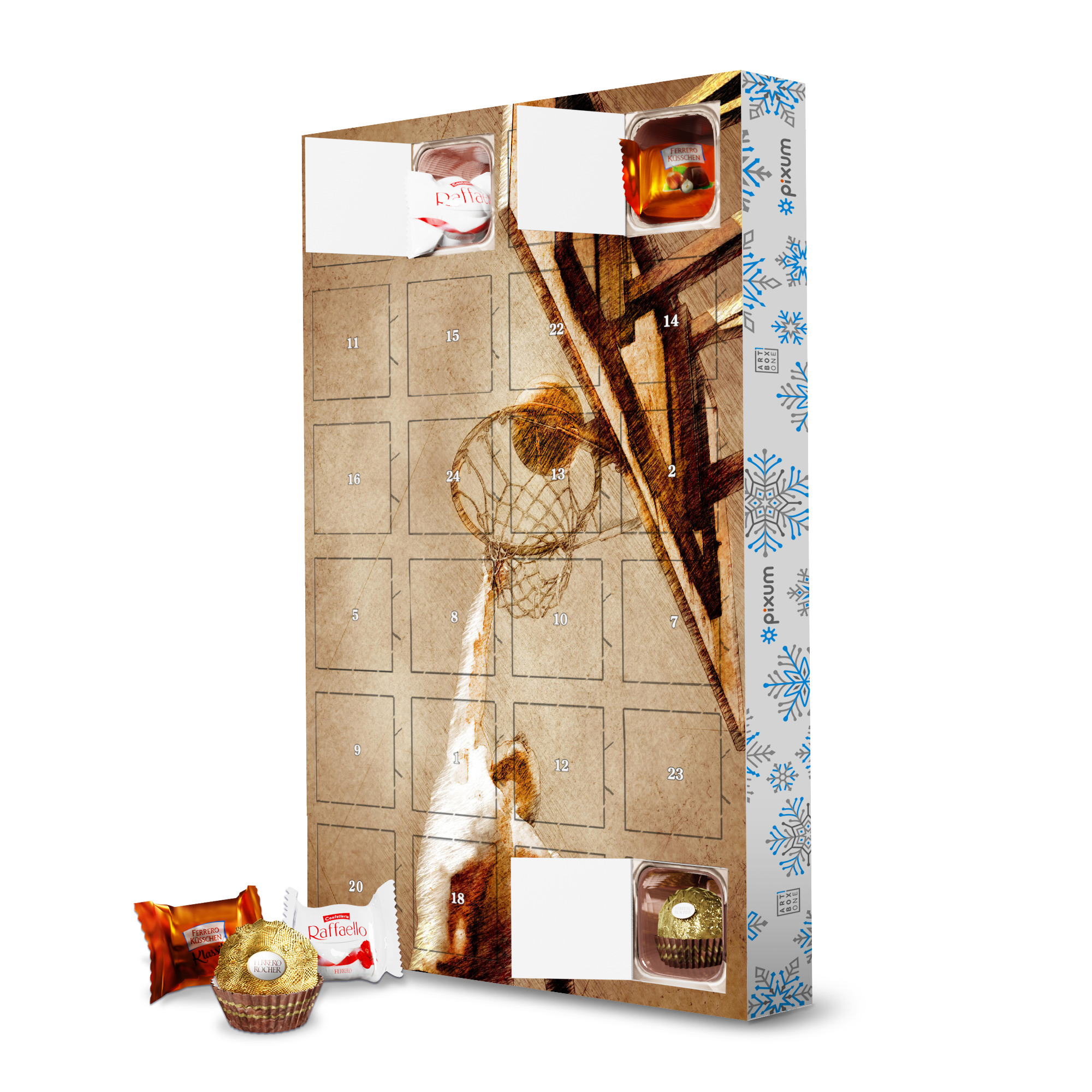 Adventskalender mit Ferrero Pralinen Basketball illustration sport art artboxONE Adventskalender Sport