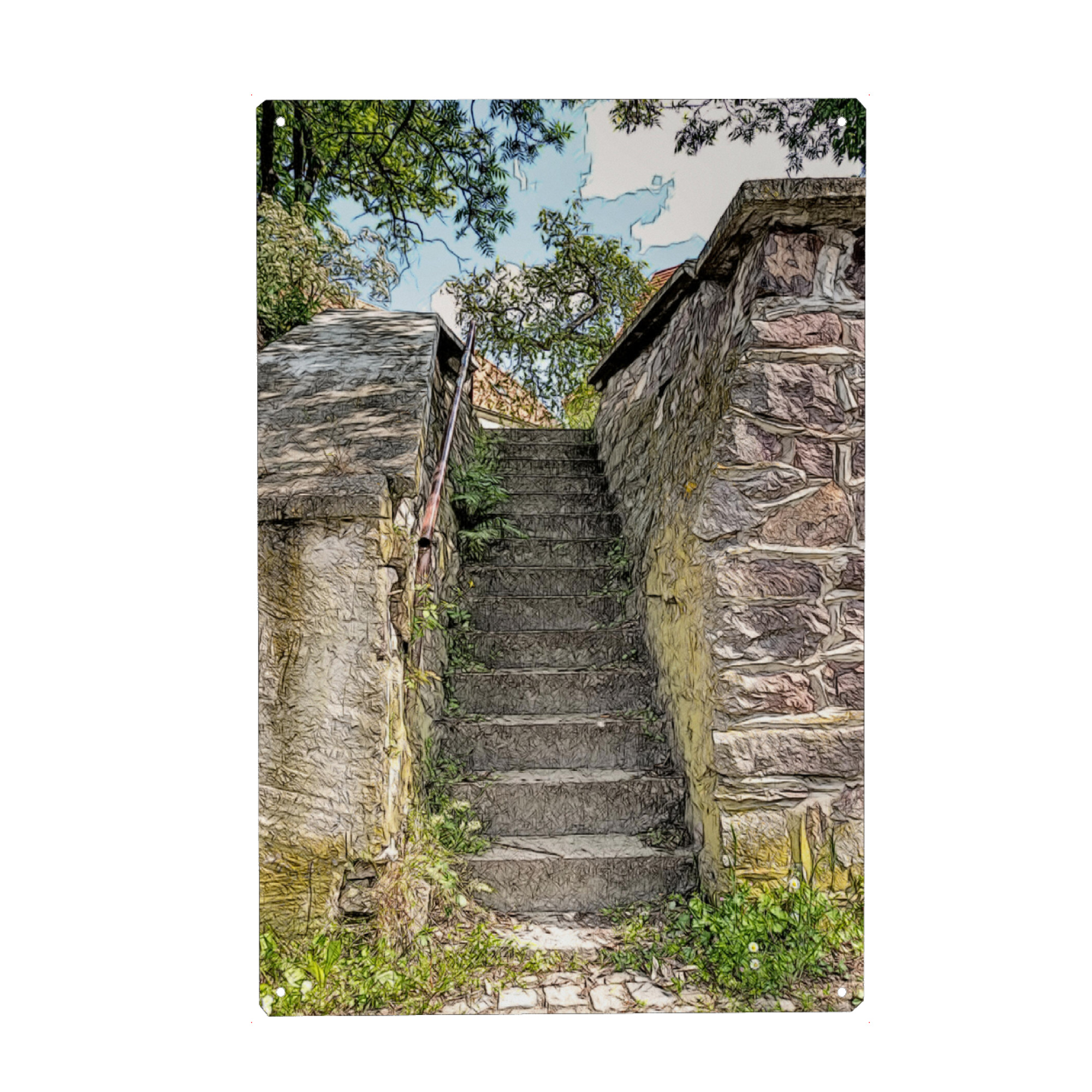 Metall Poster "Alte Steintreppe" artboxONE - Natur,Architektur - Architektur,Architecture,Historisch,Treppe,Stein,Stone,Stairs,Natur,Nature