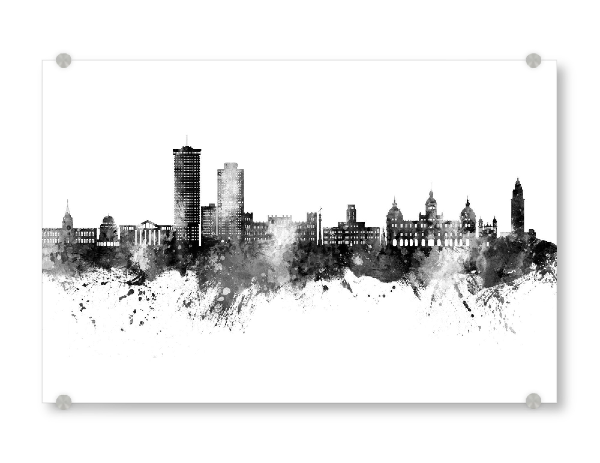 Acrylglasbild "A Coruña Spain Skyline Black" artboxONE - Städte,Schwarzweiß