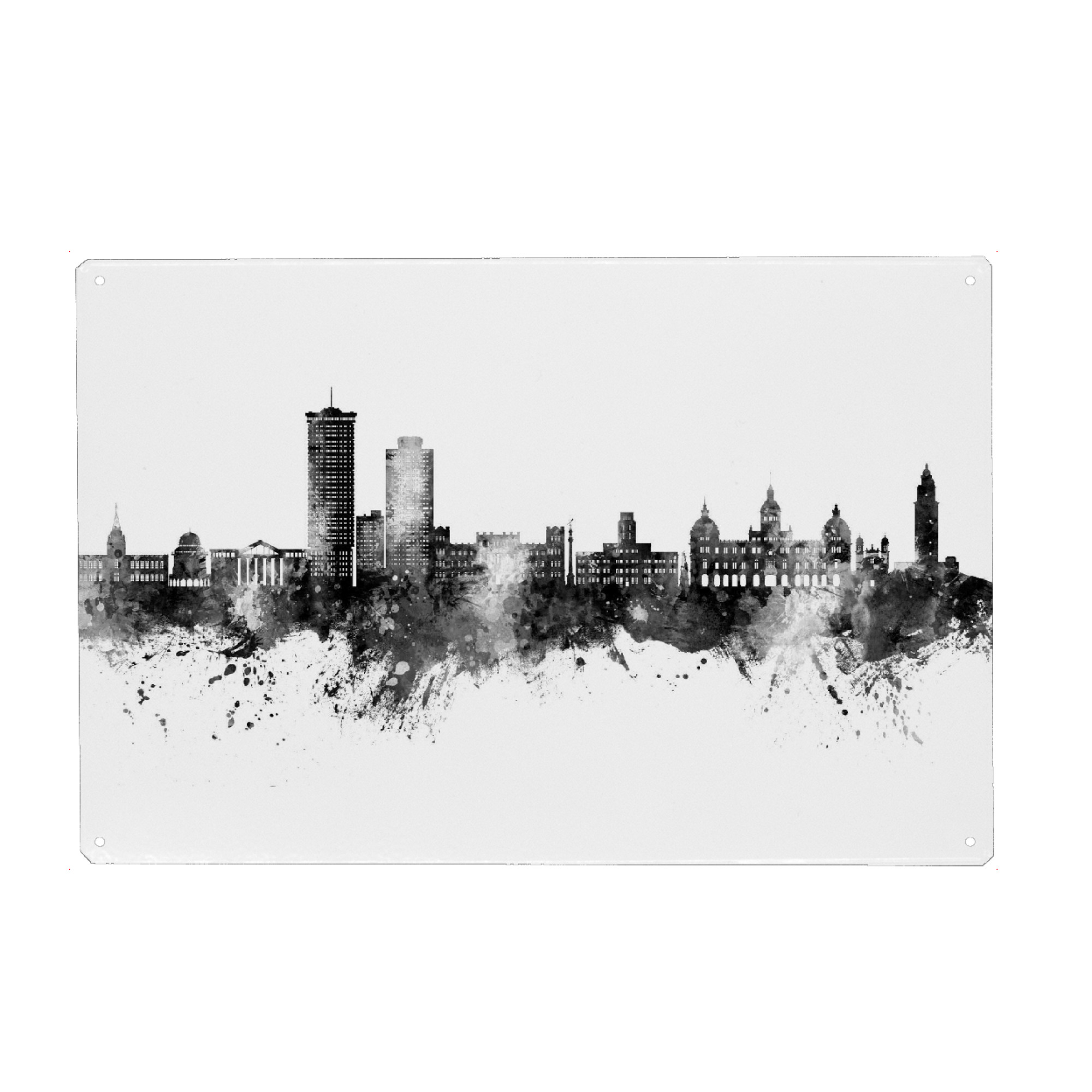 Holzbild "A Coruña Spain Skyline Black" artboxONE - Städte,Schwarzweiß