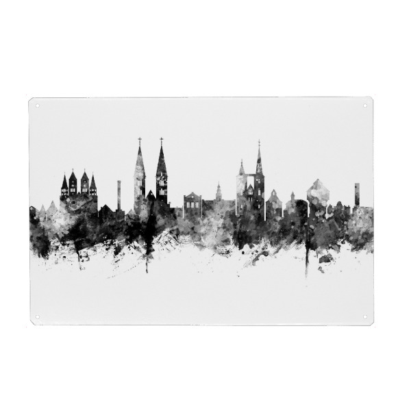 Holzbild "Halberstadt Germany Skyline Black" artboxONE - Städte,Schwarzweiß