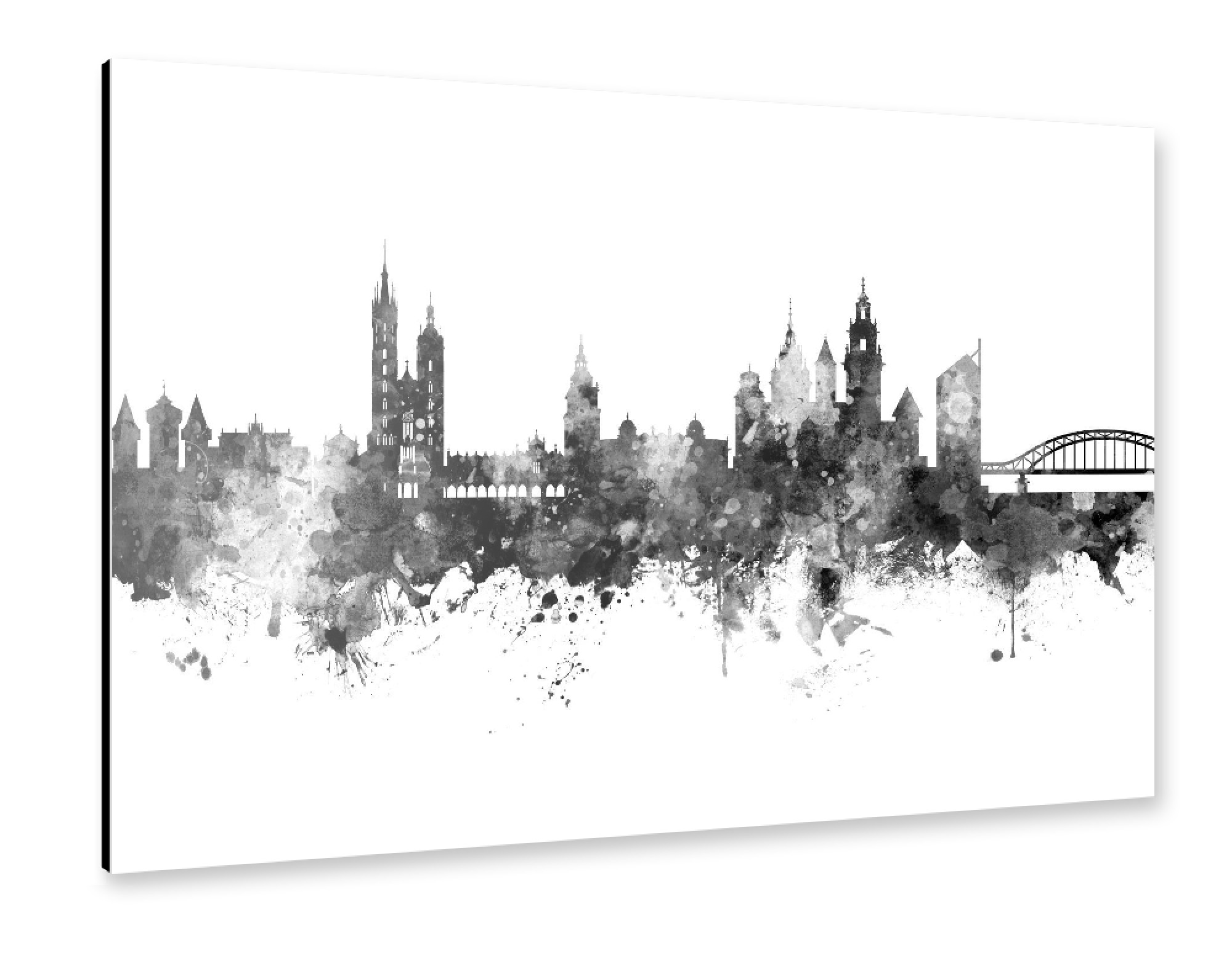 Alu-Dibond "Krakow Poland Skyline Black" 30x20 cm artboxONE