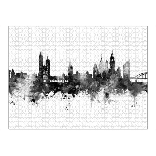 Puzzle Ravensburger "Krakow Poland Skyline Black" artboxONE - Städte,Schwarzweiß
