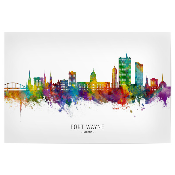 Poster "Fort Wayne Indiana Skyline txt" artboxONE - Städte