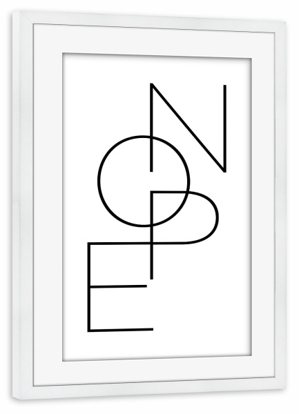 Poster mit Rahmen weiß "NOPE Typo" artboxONE - Typografie,Schwarzweiß,Fashion - Home,Fine,Fein,Typo,Typografie,Minimal,Minimalistisch,Nope,Nein,Nicht