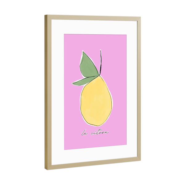 Poster mit Rahmen Gold "Le Citron" artboxONE - Abstrakt,Essen & Trinken / Obst & Gemüse