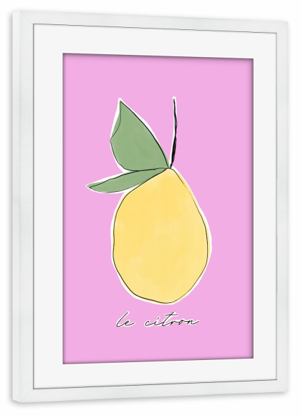 Poster mit Rahmen weiß "Le Citron" artboxONE - Abstrakt,Essen & Trinken / Obst & Gemüse