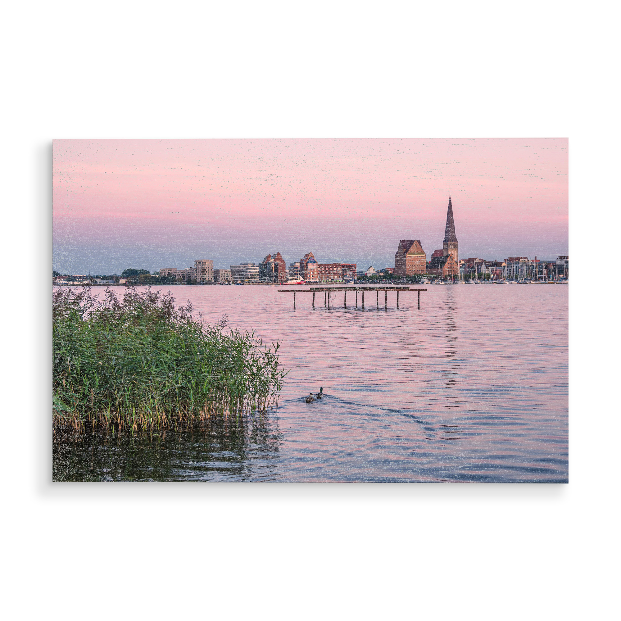 Holzbild "Enten auf der Warnow" artboxONE - Natur,Reise,Tiere,Architektur,Städte / Weitere