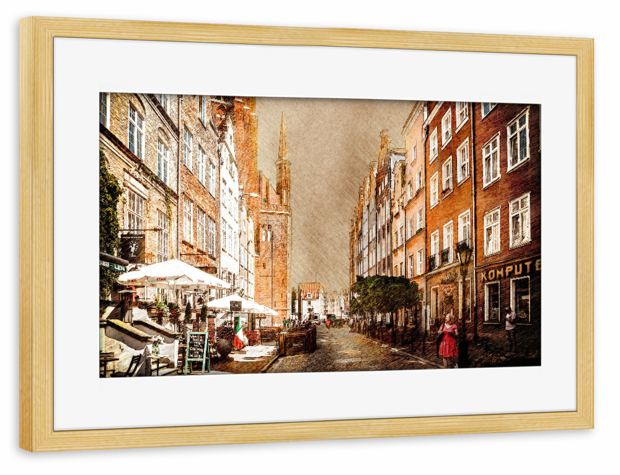 Poster mit Rahmen kiefer "Gdańsk Poland city painting" artboxONE - Städte,Reise