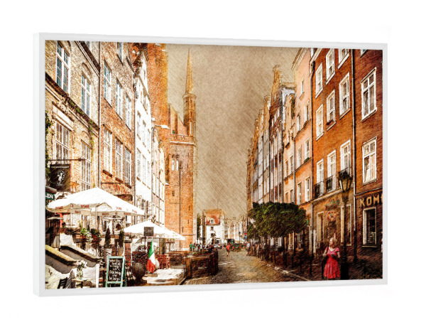 Poster mit weißem Rahmen "Gdańsk Poland city painting" artboxONE - Städte,Reise