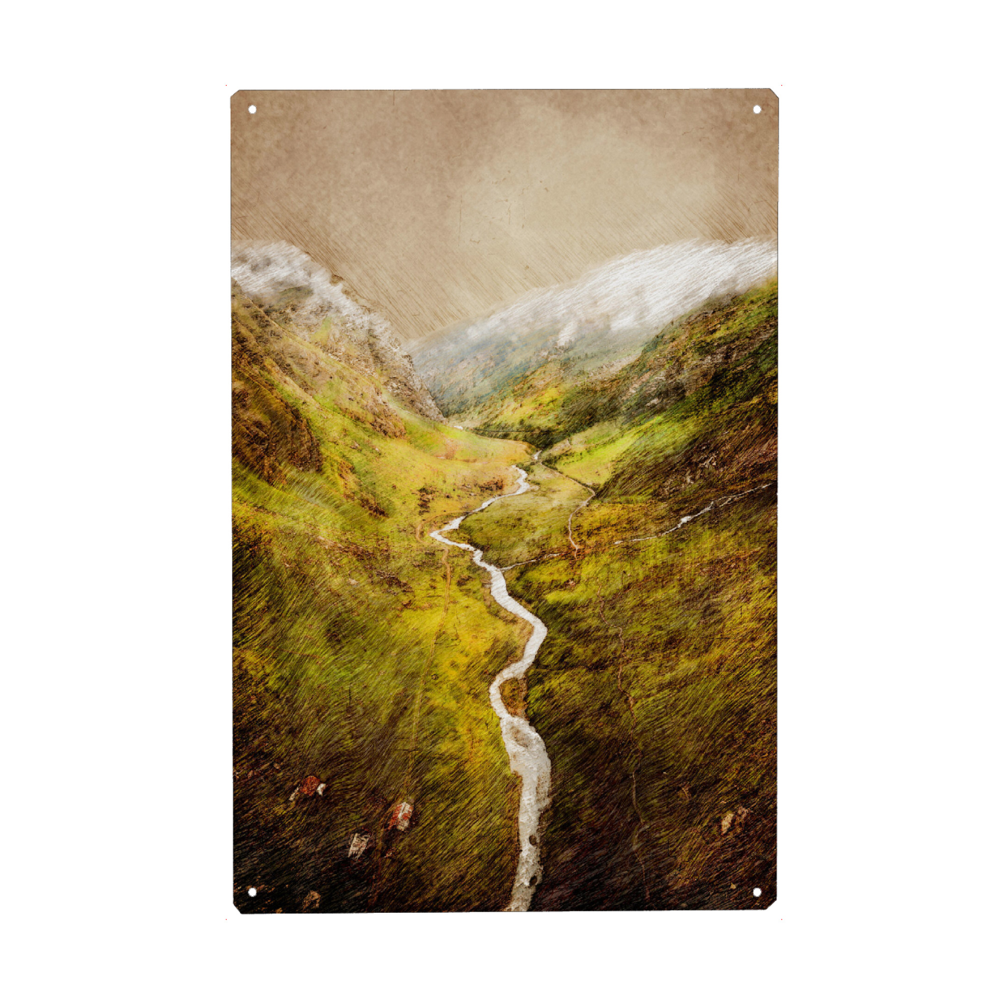 Metall Poster "Aosta Italy landscape painting" artboxONE - Natur,Reise