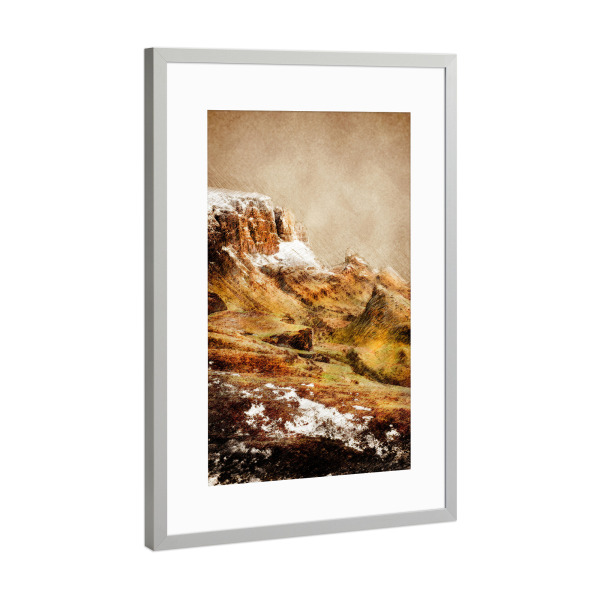 Poster mit Rahmen Silber "Scotland landscape painting" artboxONE - Natur,Reise
