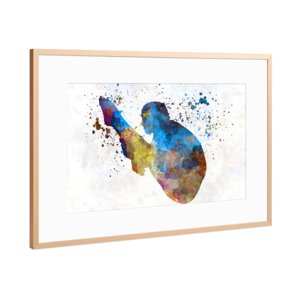 Poster mit Rahmen Kupfer "Trampoline jump in watercolor-c" artboxONE - Sport