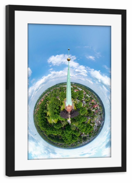 Poster mit Rahmen schwarz "HH-Lohbrügge Erlöserkirche low" artboxONE - Städte,Städte / Hamburg,Reise,Architektur,Reise / Länder