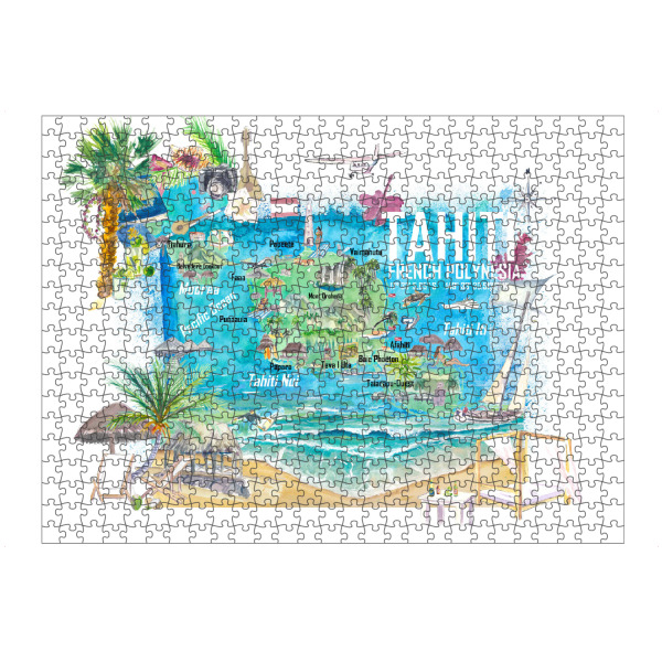 Puzzle Ravensburger "Tahiti Map" artboxONE - Reise,Reise / Strand und Meer,Kartografie