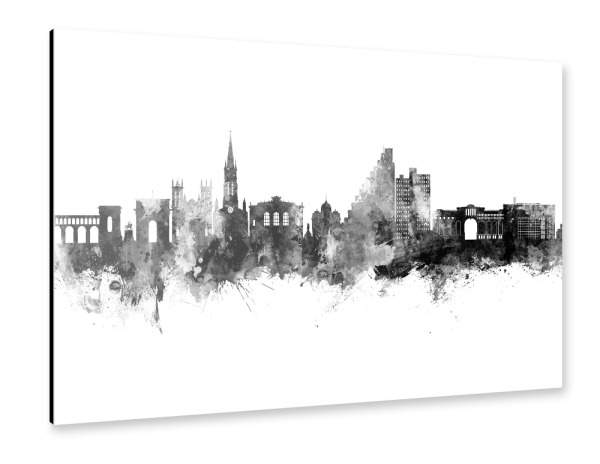 Alu-Dibond "Montpellier France Skyline Black" 30x20 cm artboxONE