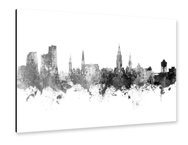 Alu-Dibond "Groningen Skyline Black" 30x20 cm artboxONE