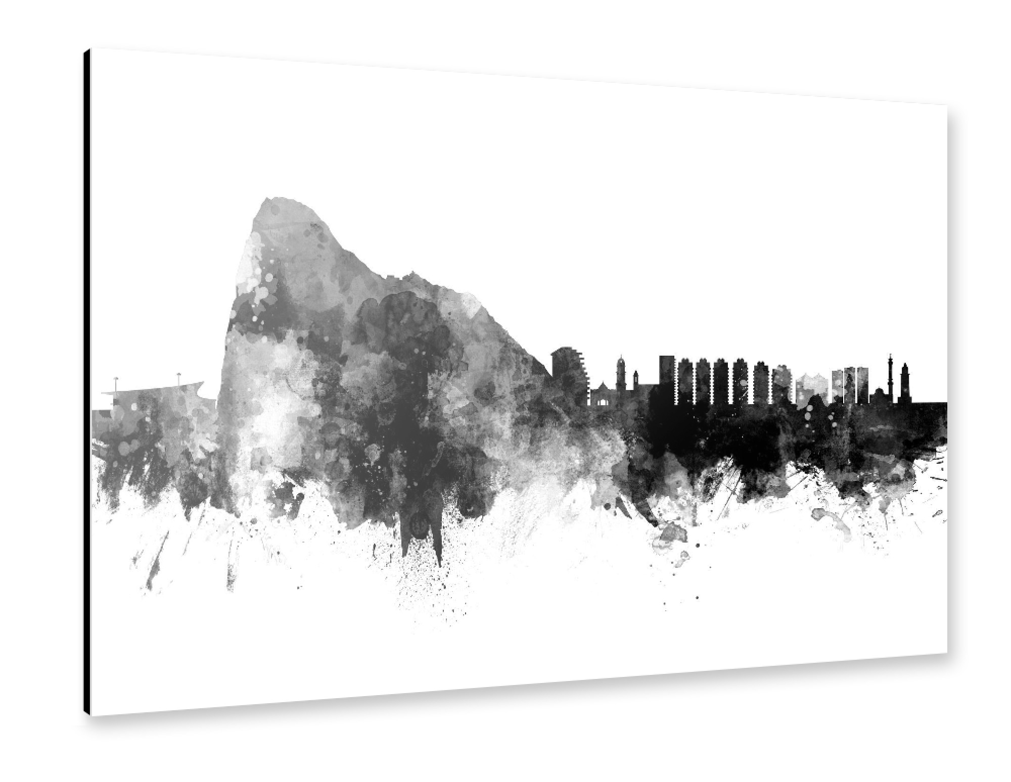 Alu-Dibond "Gibraltar Skyline Black" 75x50 cm artboxONE