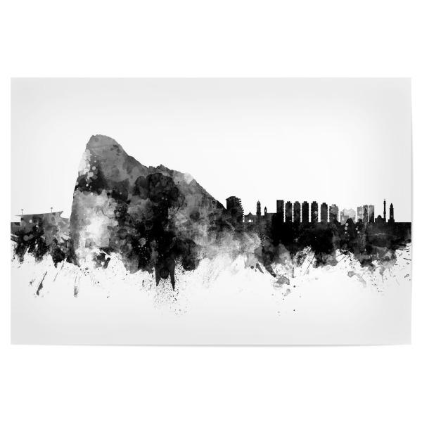 Poster "Gibraltar Skyline Black" artboxONE - Städte,Schwarzweiß